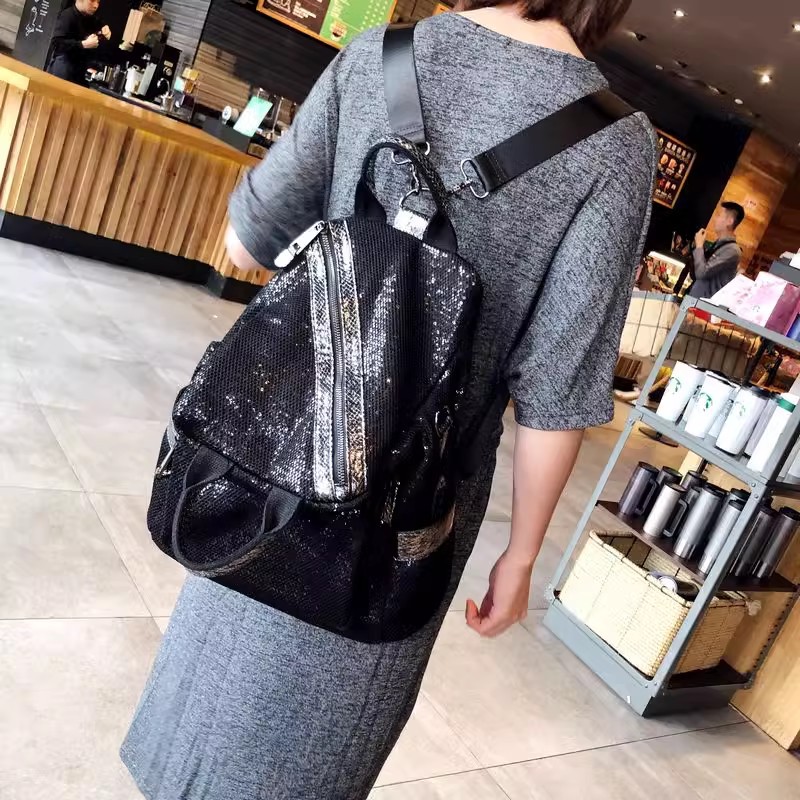 Luxury Bags Quality - Nowe damskie nylonowe cekinowe plecaki wysokiej