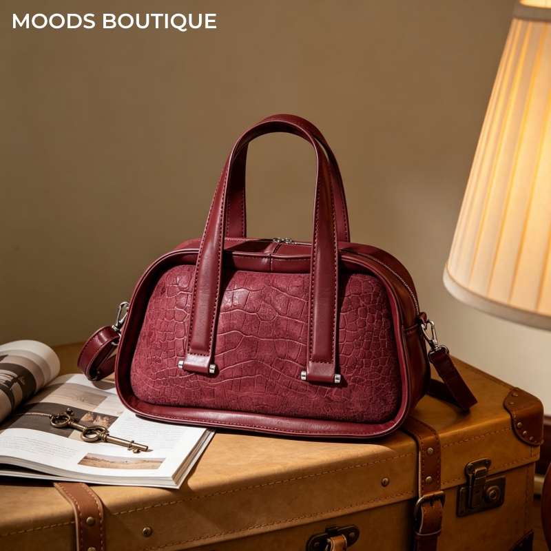Luxury Bags Consignment - Retro torebka mini Boston z teksturą