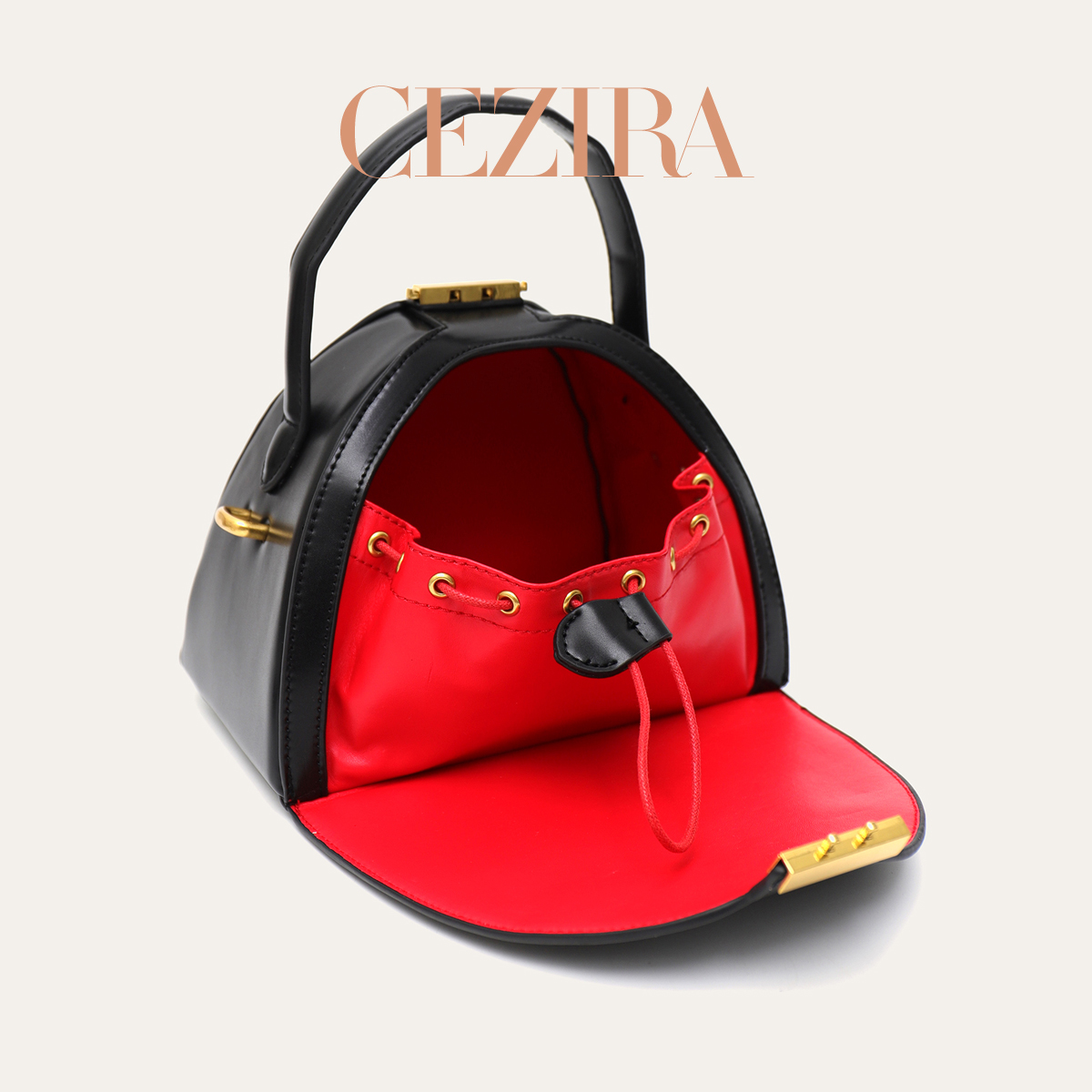 Structured Handbag Top Handle - CEZIRA Nowatorskie Torebki Damskie z Ekoskóry