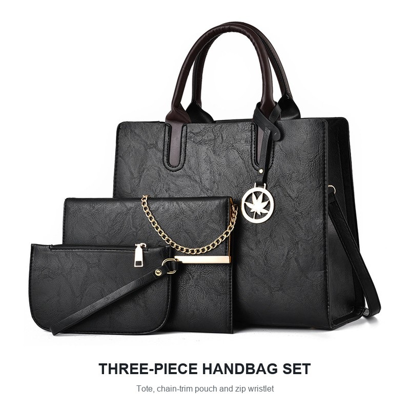 Structured Handbag Top Handle - Damski 3-częściowy zestaw torebek: duża torba