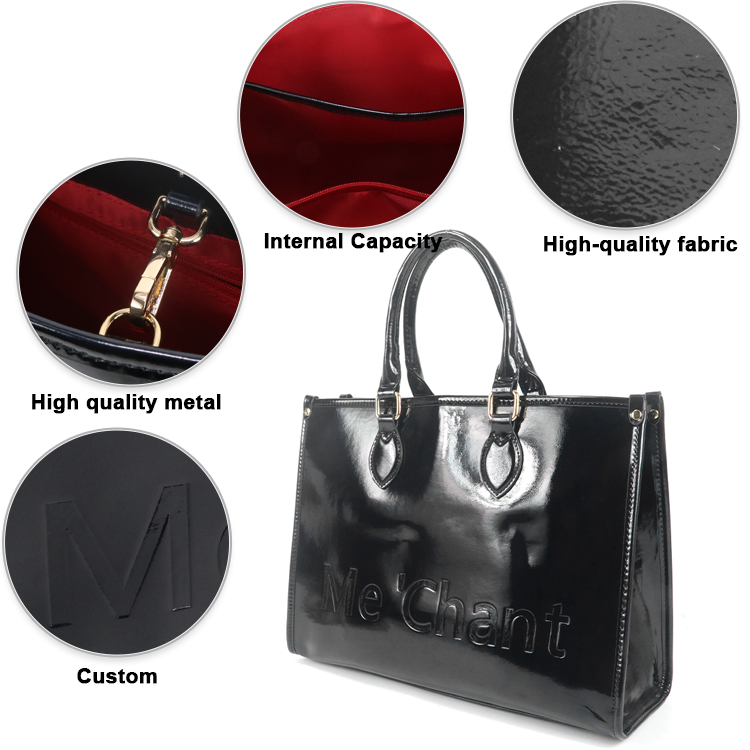 Damska czarna błyszcząca torba – Structured Handbag Top Handle recenzja i cena