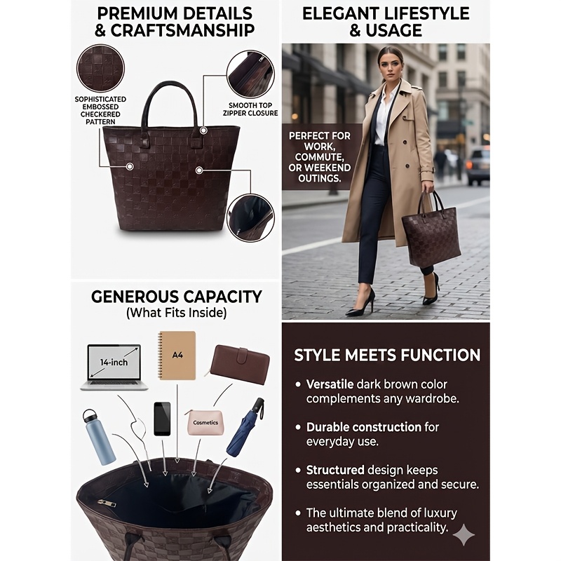 Lekka, luksusowa, ciemnobrązow – Luxury Bags Quality recenzja i cena