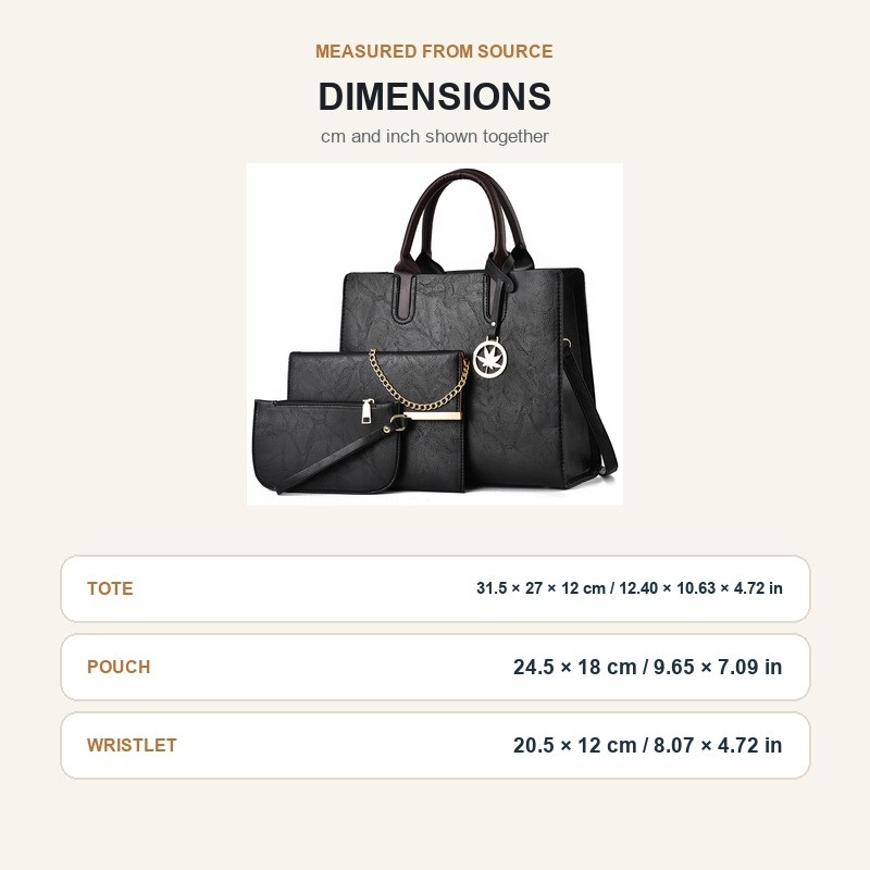 Damski 3-częściowy zestaw tore – Structured Handbag Top Handle recenzja i cena